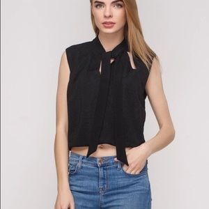ZARA W/B Collection  Semi Crop Top w/ Bow